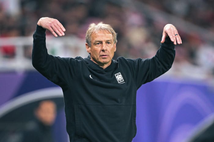 Manager Jurgen Klinsmann pictured during South Korea's 2-0 defeat by Jordan in the semi-finals of the 2023 AFC Asian Cup in Qatar